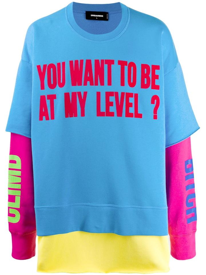 Dsquared2 Colour Block Slogan Sweatshirt - Blue