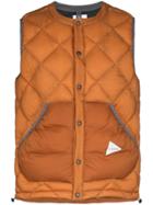 And Wander Diamond Padded Gilet Jacket - Orange