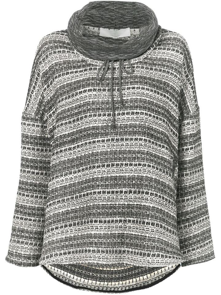 Thakoon Addition Striped Pattern Oversized Sweater, Women's, Size: 4, Black, Cotton/acrylic/polycarbonite