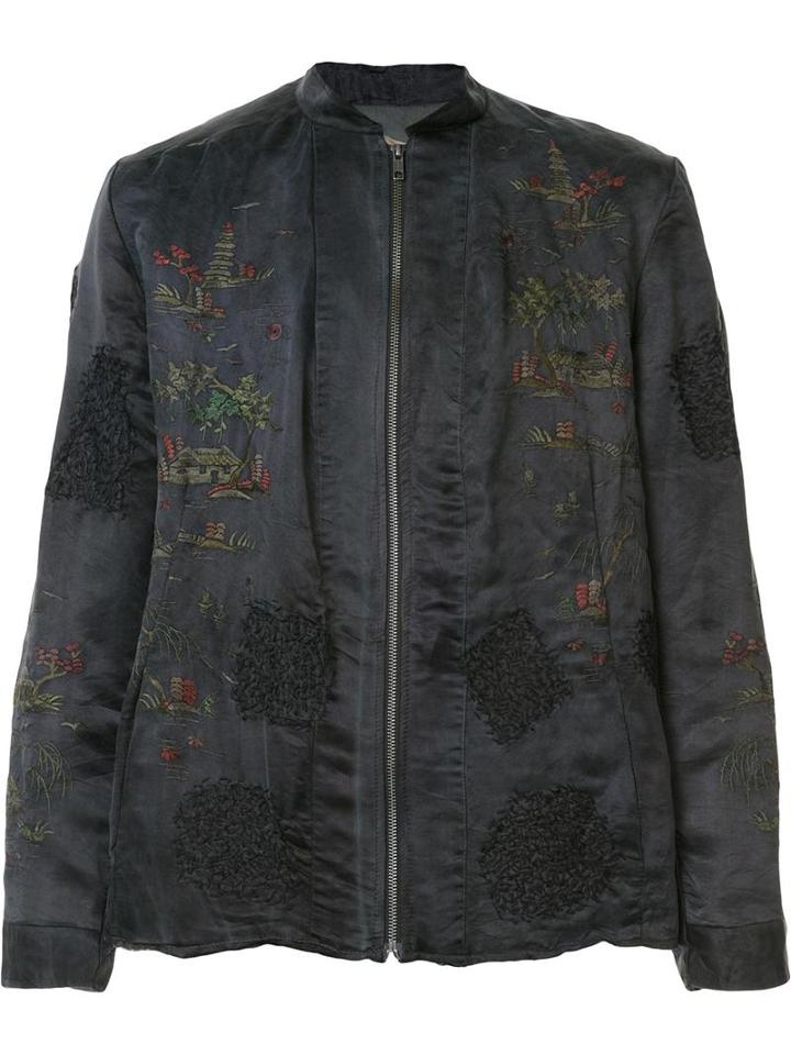By Walid Embroidered Bomber Jacket, Men's, Size: Xl, Black, Cotton/silk