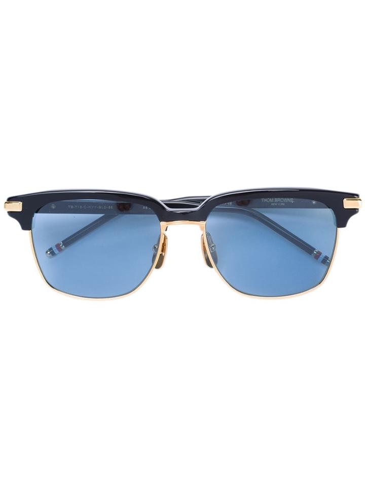 Thom Browne Eyewear Dark Blue Sunglasses - Black