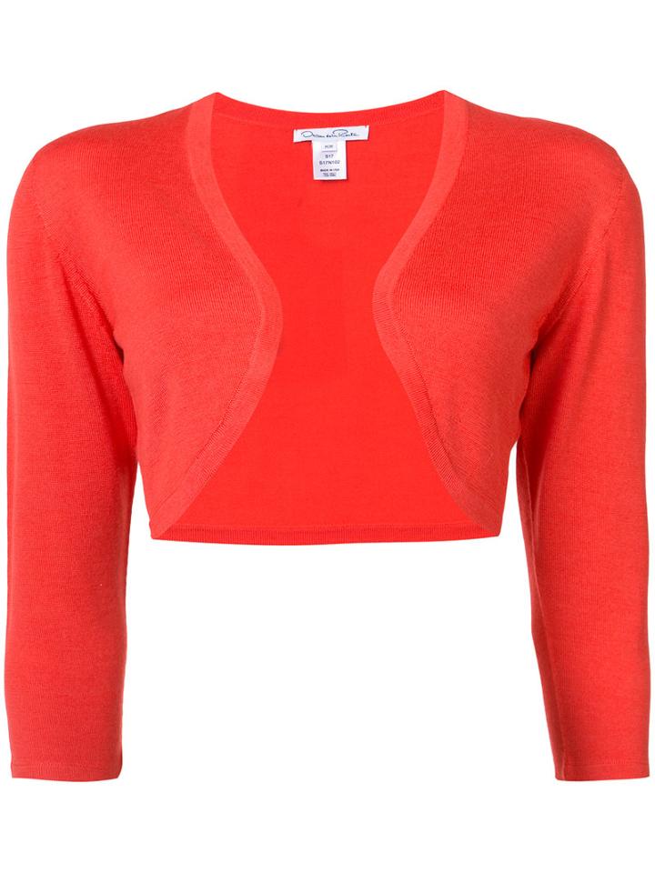 Oscar De La Renta - Bolero Jacket - Women - Silk/virgin Wool - M, Red, Silk/virgin Wool