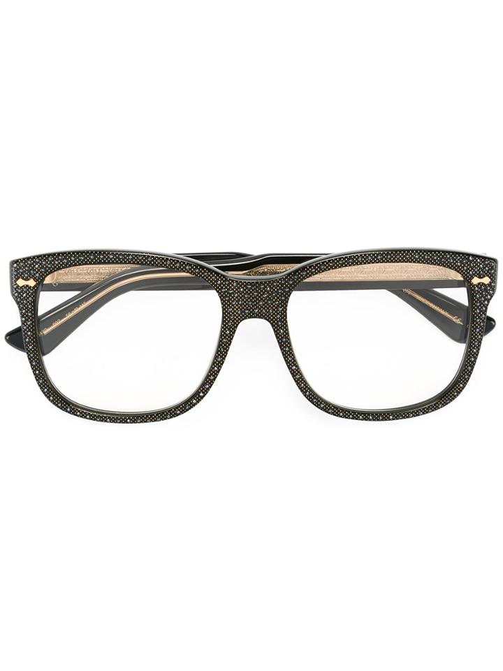 Gucci Eyewear Square Frame Rhinestone Glasses - Black