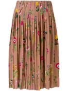 No21 Floral Pleated Skirt - Pink & Purple