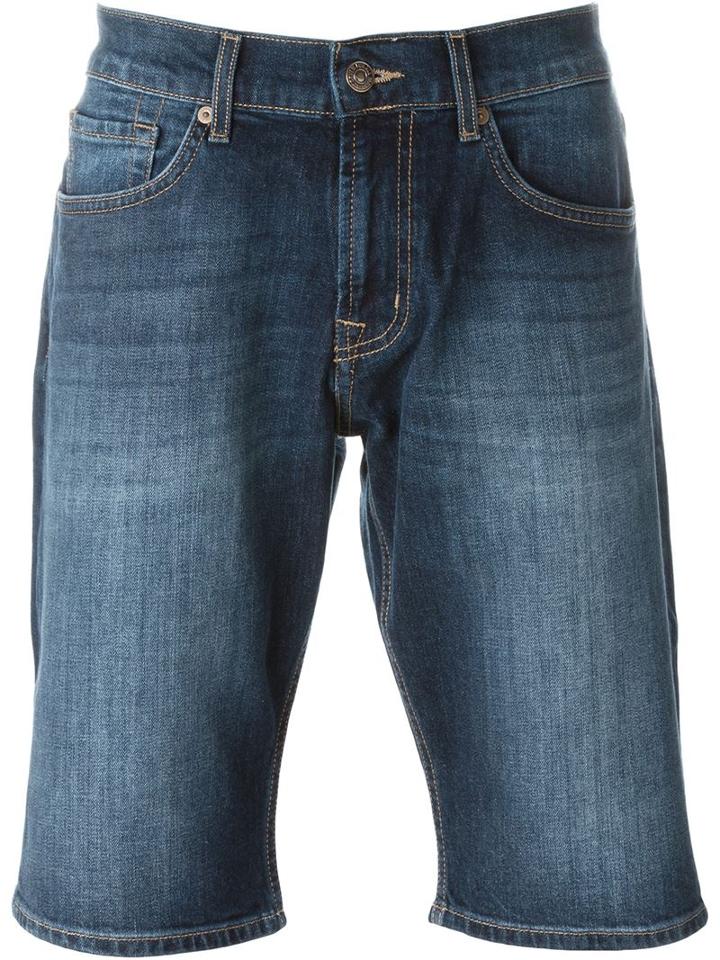 7 For All Mankind Denim Shorts, Men's, Size: 34, Blue, Cotton/spandex/elastane