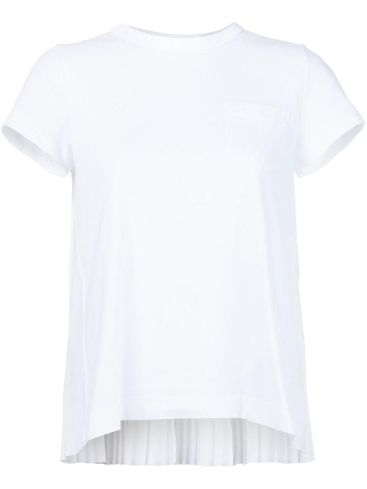 Sacai Pleated T-shirt, Women's, Size: 4, White, Cotton