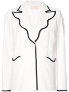 Sara Battaglia Scallop Trim Blazer - White