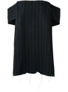 Scanlan Theodore Pinstripe Cold Shoulder Top, Women's, Size: 8, Grey, Viscose