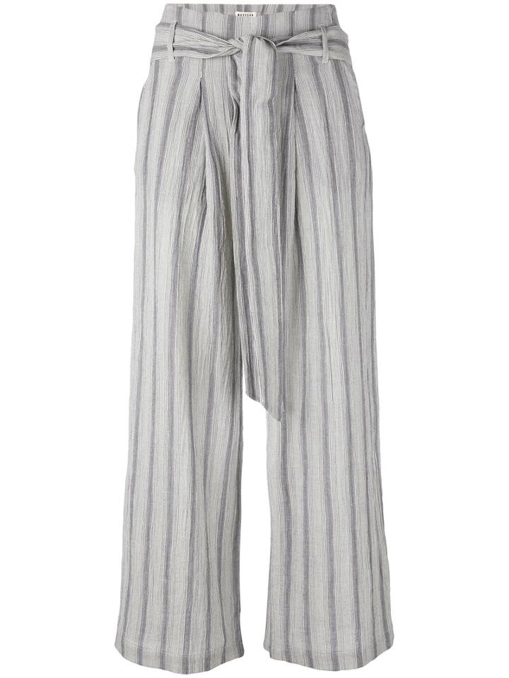 Masscob - Striped Cropped Trousers - Women - Cotton/hemp - 42, Blue, Cotton/hemp