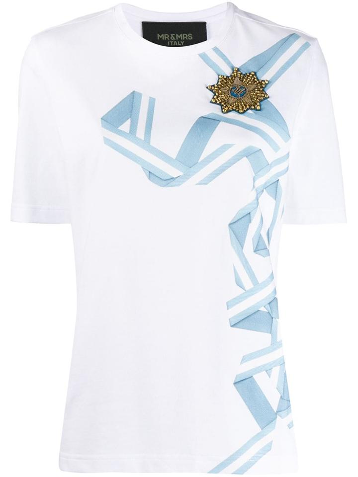 Mr & Mrs Italy Ribbon Print T-shirt - White