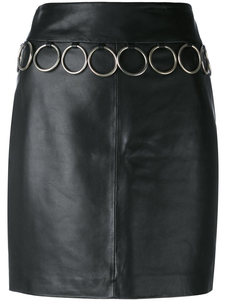 Jeremy Scott - Leather Skirt - Women - Sheep Skin/shearling/polyester - 44, Black, Sheep Skin/shearling/polyester