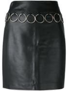 Jeremy Scott - Leather Skirt - Women - Sheep Skin/shearling/polyester - 44, Black, Sheep Skin/shearling/polyester