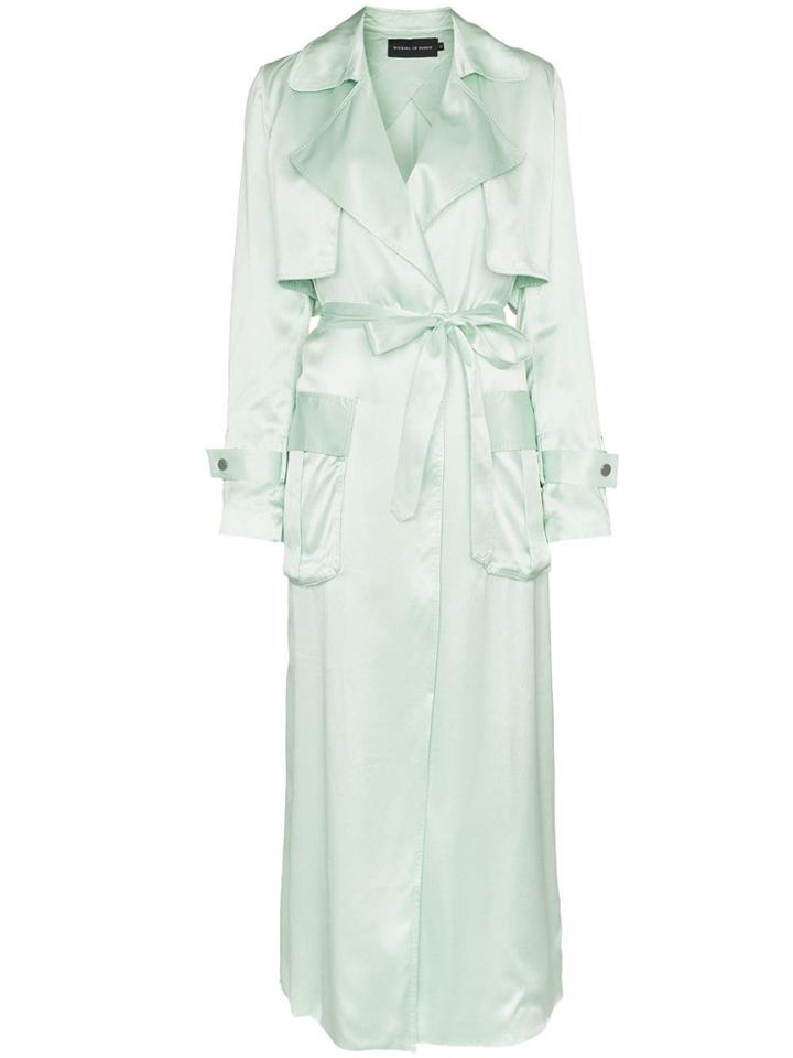 Michael Lo Sordo Belted Silk Trench Coat - Green