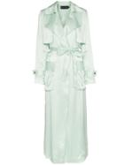 Michael Lo Sordo Belted Silk Trench Coat - Green