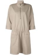 Tibi Stretch Knit Zip Front Dress - Neutrals