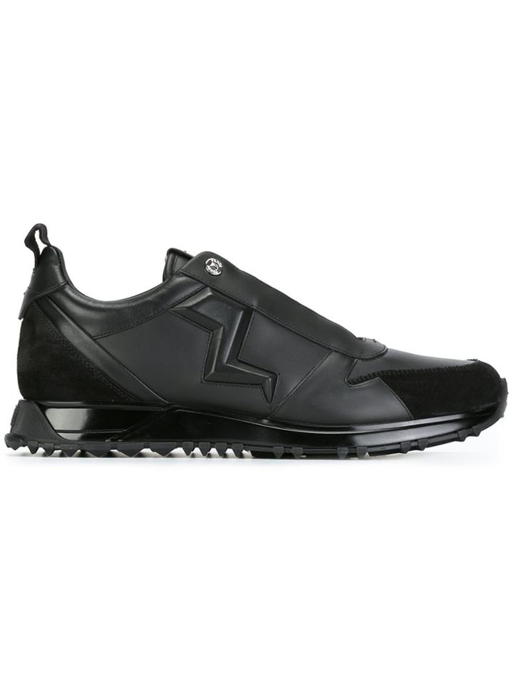 Fendi Embossed Lightning Bolt Sneakers - Black