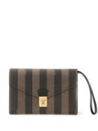 Fendi Pre-owned Striped Pattern Clutch Bag - Brown