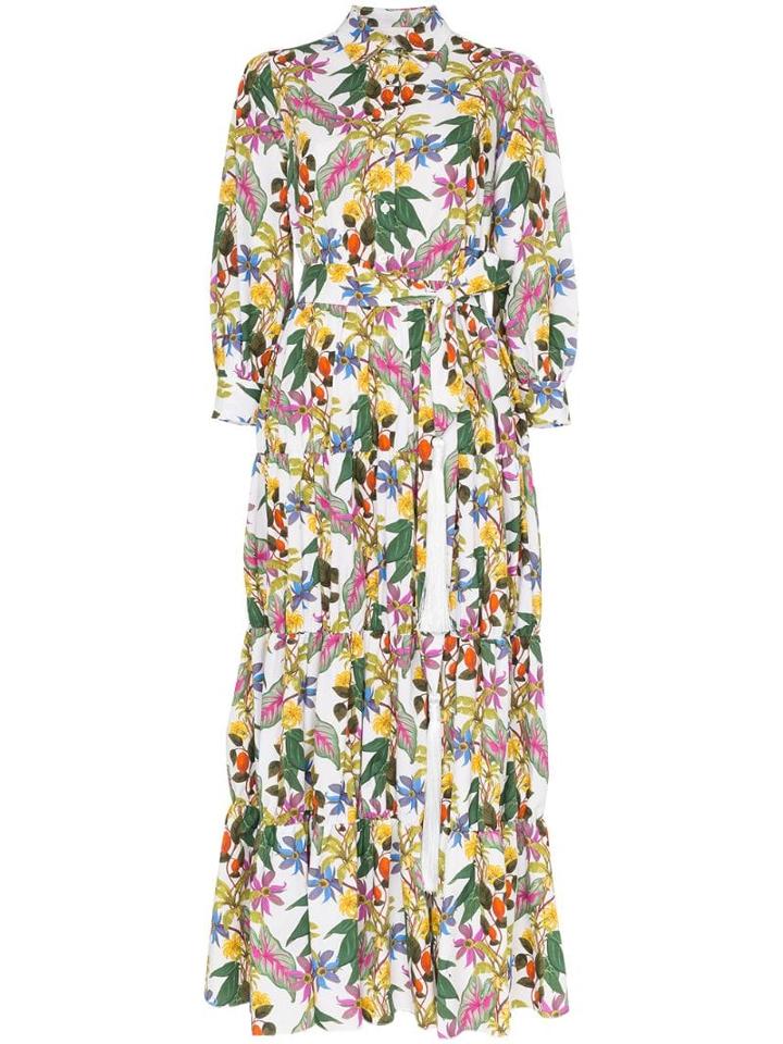 Borgo De Nor Floral Print Maxi Shirt Dress - White