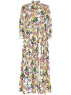 Borgo De Nor Floral Print Maxi Shirt Dress - White