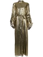 Osman Ruched Sleeves Maxi Dress - Metallic