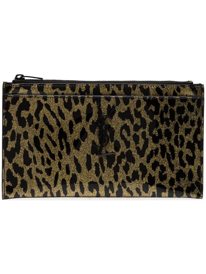 Saint Laurent Animal Print Monogram Wallet - Black