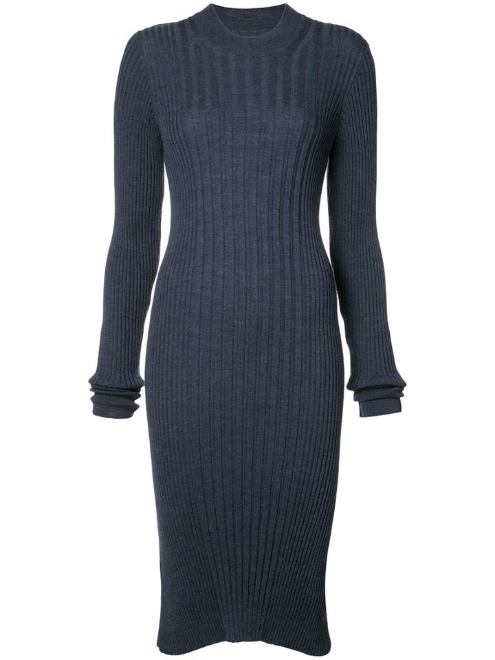 Maison Margiela Ribbed Knit Dress, Women's, Size: Small, Blue, Wool