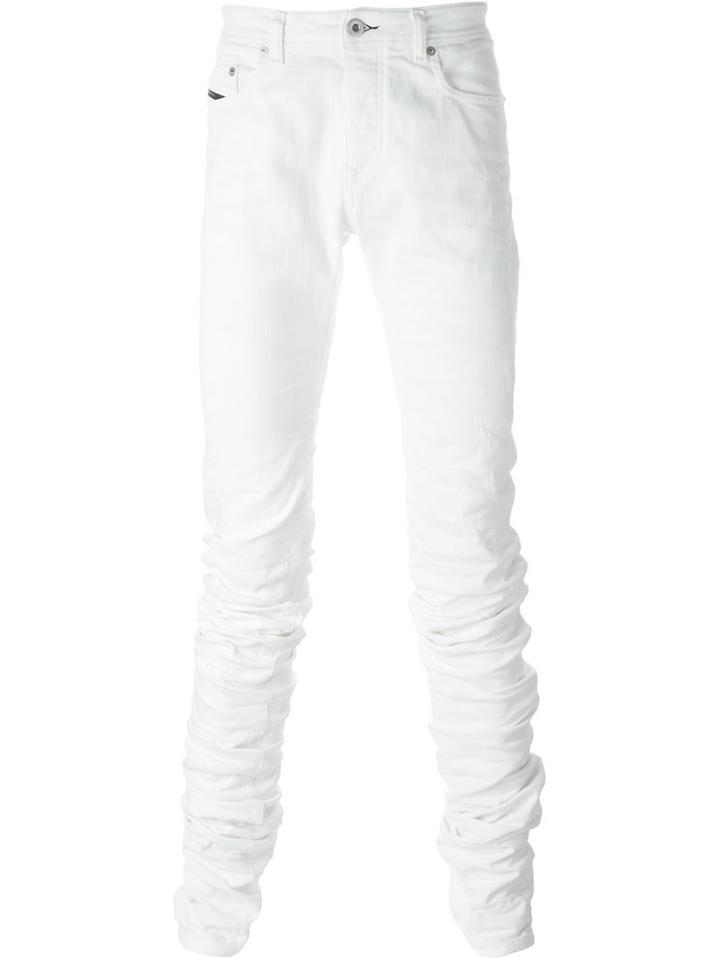 Diesel Black Gold Wrinkled Jeans, Men's, Size: 28, White, Cotton/polyurethane