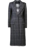 Calvin Klein Contrast Plaid Coat, Women's, Size: 40, Grey, Viscose/wool
