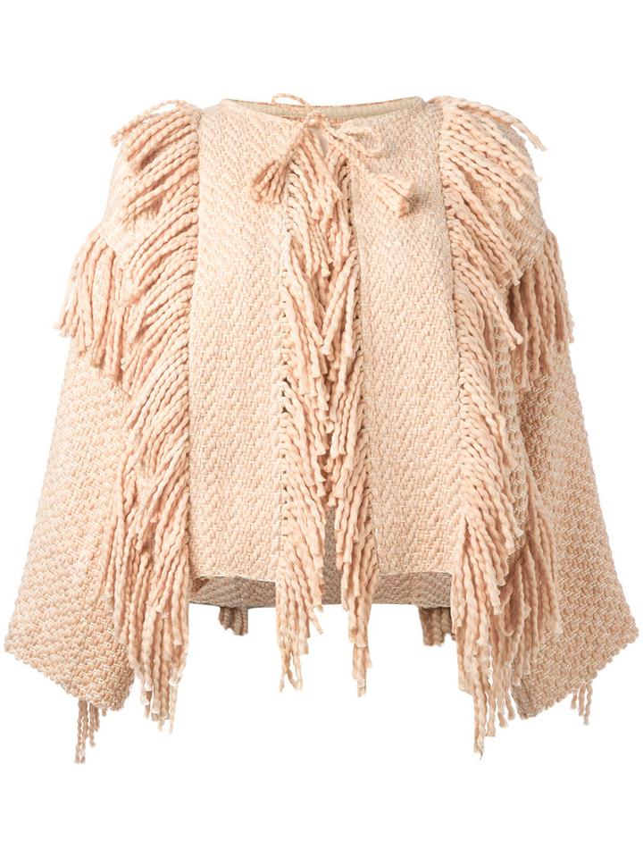 Ulla Johnson Tassel Fringed Poncho, Women's, Size: Medium/large, Pink/purple, Cotton