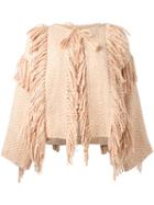 Ulla Johnson Tassel Fringed Poncho, Women's, Size: Medium/large, Pink/purple, Cotton