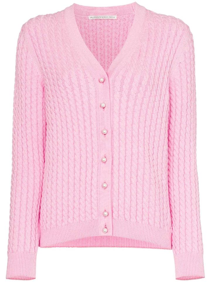 Alessandra Rich Knitted Button-down Cardigan - Pink