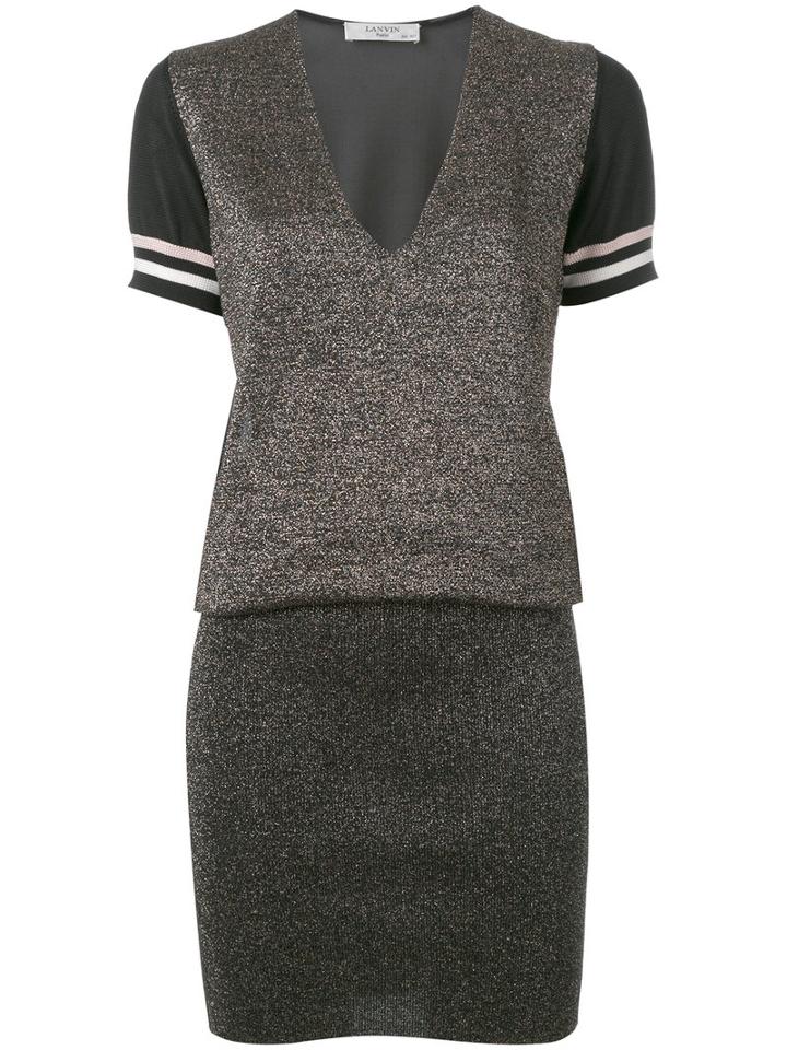 Lanvin Metallic (grey) Knitted Dress, Women's, Size: Medium, Wool/viscose/polyester/metallized Polyester