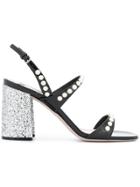 Miu Miu Pearl-embellished Sandals - Black