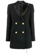 Versace Chain Detail Double Breasted Blazer - Black