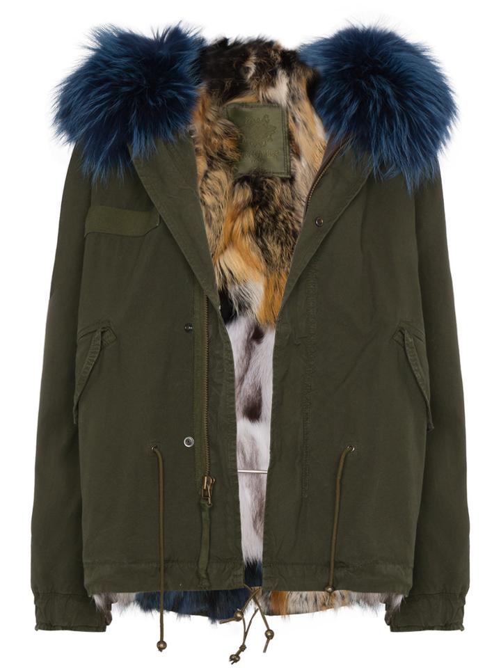 Mr & Mrs Italy Mini Patchwork Fur Lined Parka - Green