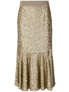 Maison Père Ruffle Hem Sequin Skirt - Neutrals