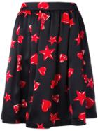 Moschino Heart Print Skater Skirt - Black