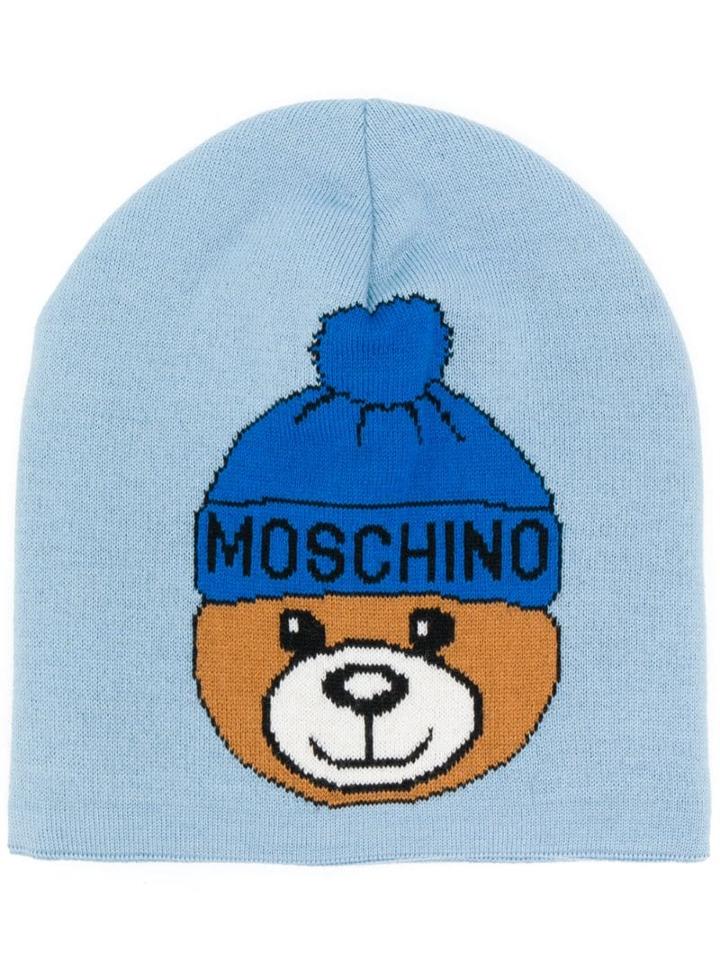 Moschino Teddy Motif Beanie - Blue