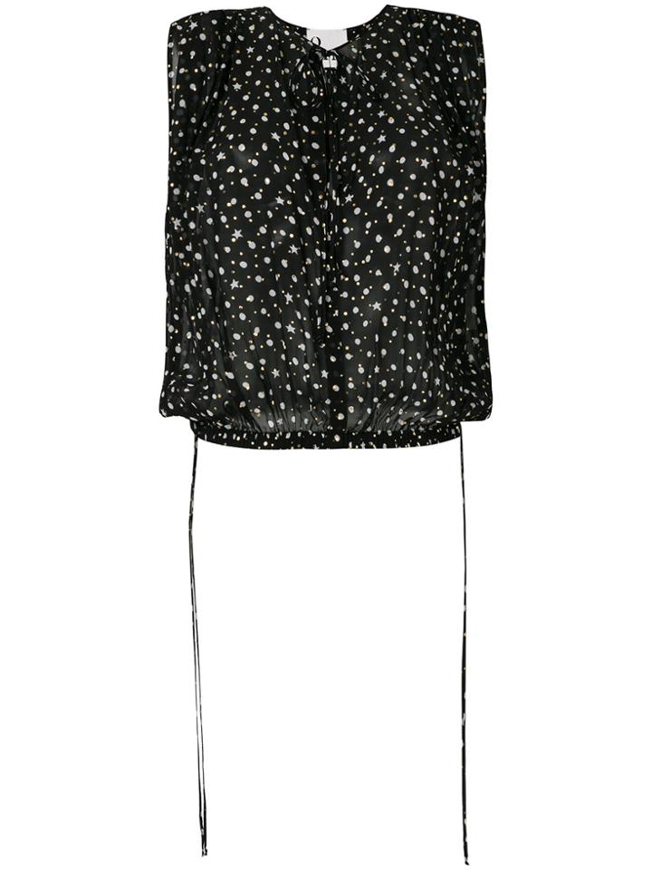 8pm Star And Polka Dot Print Blouse - Black