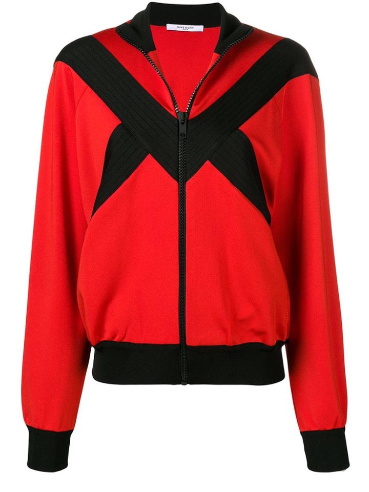 Givenchy Contrast Panel Zipped Jacket - Red