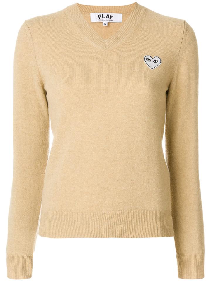 Comme Des Garçons Play V-neck Jumper - Nude & Neutrals