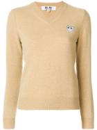 Comme Des Garçons Play V-neck Jumper - Nude & Neutrals