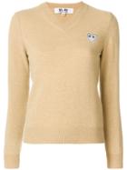 Comme Des Garçons Play V-neck Jumper - Nude & Neutrals