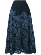 Antonio Marras - Floral A-line Skirt - Women - Cotton/polyester/spandex/elastane/polyimide - 40, Black, Cotton/polyester/spandex/elastane/polyimide