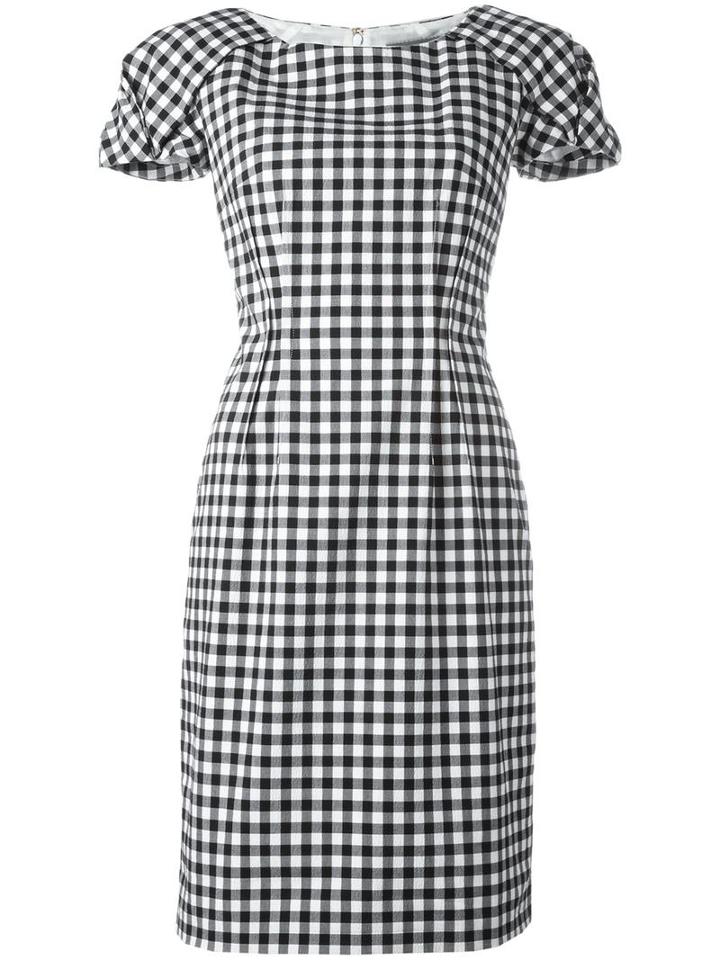 Blumarine Shortsleeved Checked Dress, Women's, Size: 48, Black, Cotton/spandex/elastane