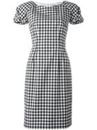 Blumarine Shortsleeved Checked Dress, Women's, Size: 48, Black, Cotton/spandex/elastane