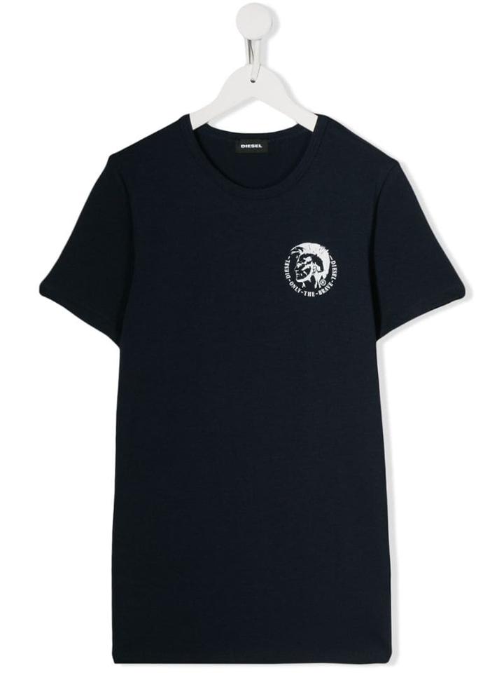 Diesel Kids Teen Printed Cotton T-shirt - Blue