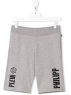 Philipp Plein Junior Teen Logo Print Casual Shorts - Grey