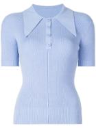 Joostricot Ribbed Knit Polo Top - Blue