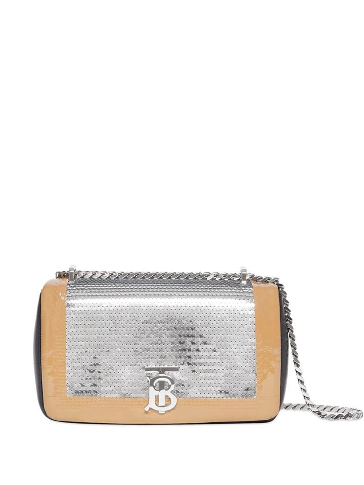 Burberry Small Tape Detail Sequinned Lambskin Lola Bag - Black
